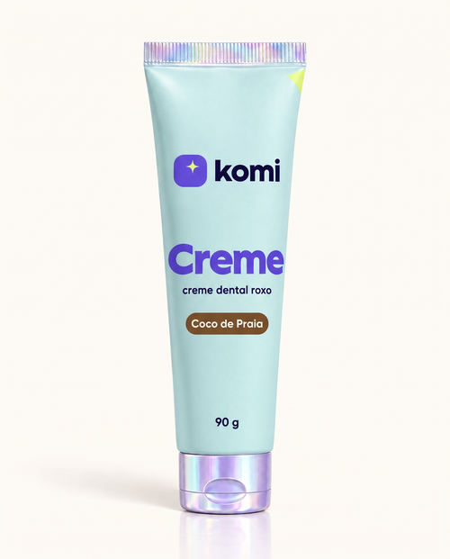 Creme Komi roxo Coco de Praia, tubo água-marinha de 90 g