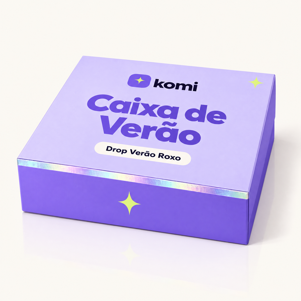Caixa de Verão Komi fechada, tampa lavanda e laterais violeta