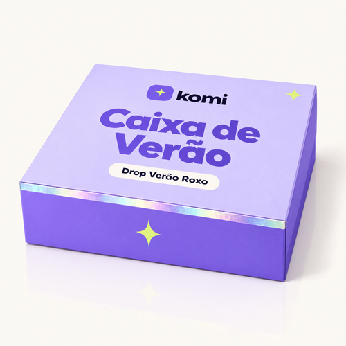 Caixa de Verão Komi fechada, tampa lavanda e laterais violeta