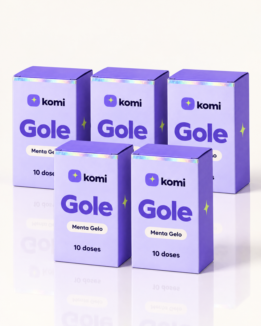 Kit Bolso Cheio Komi: cinco caixas de Gole Menta Gelo, 50 doses