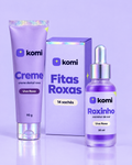 Kit Sorriso de Festa Komi: Creme Komi Uva Roxa, caixa de Fitas Roxas e Roxinho